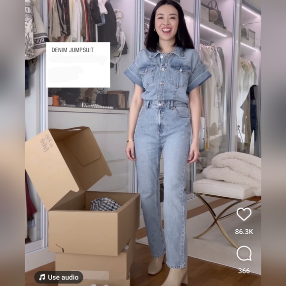 ZARA DENIM JUMPSUIT SHORT SLEEVES LONG PANTS S,M - Picture 3 of 15